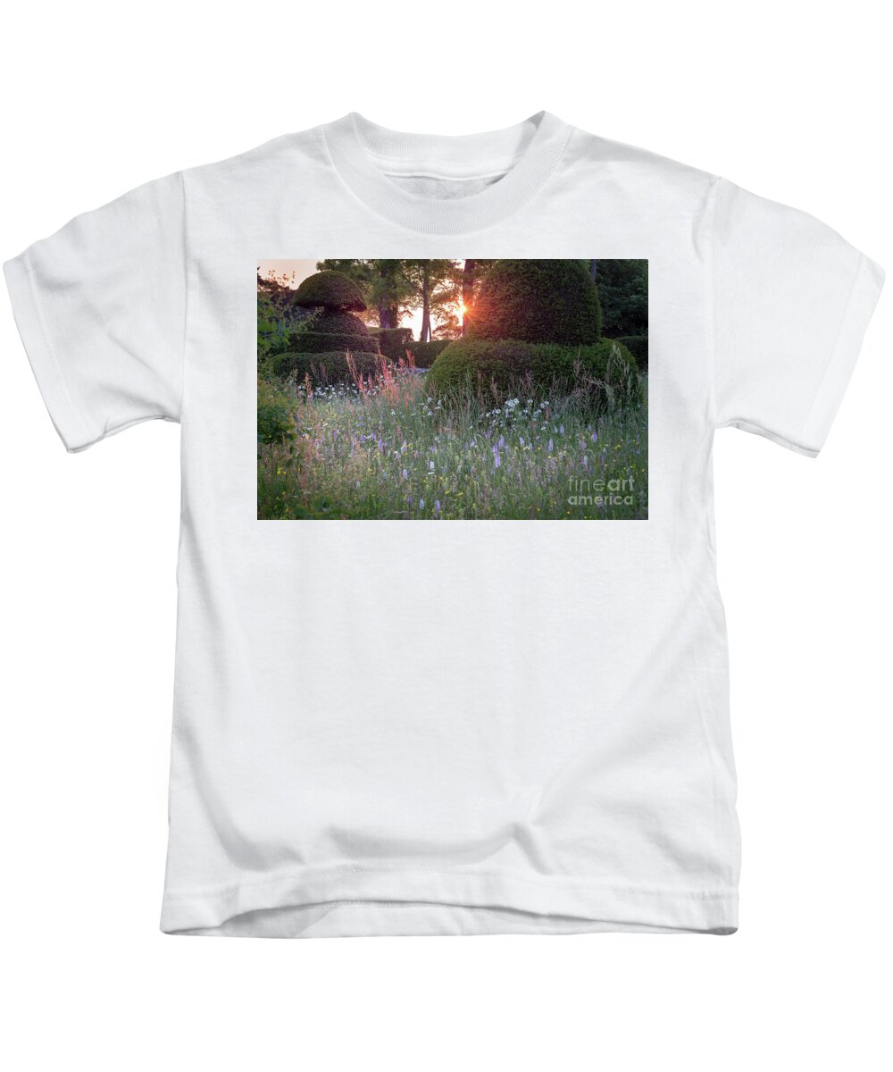 Sunset Kids T-Shirt featuring the photograph Wildflower Meadow at Sunset, Great Dixter by Perry Rodriguez