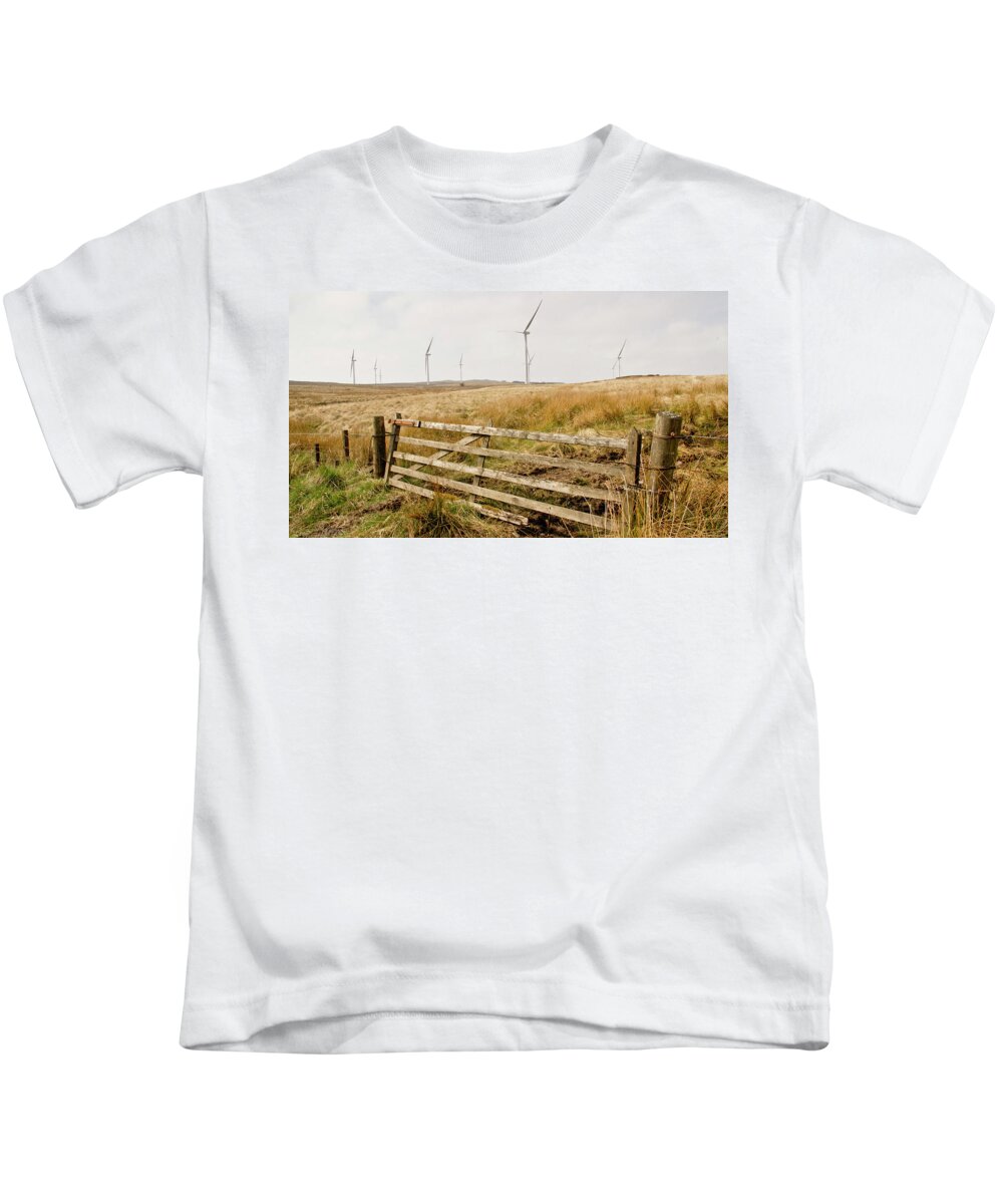 Wind Farm Kids T-Shirt featuring the photograph Wind farm on Miller's moss. by Elena Perelman