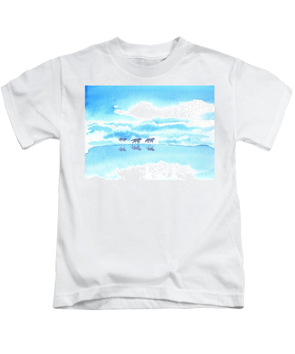 Winter Kids T-Shirt featuring the painting Winter Reflection by Norman Klein