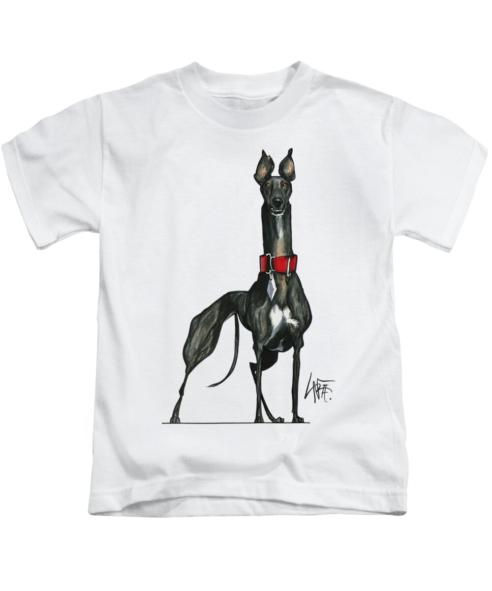 Greyhound Kids T-Shirt featuring the drawing Woerner 3596 by John LaFree
