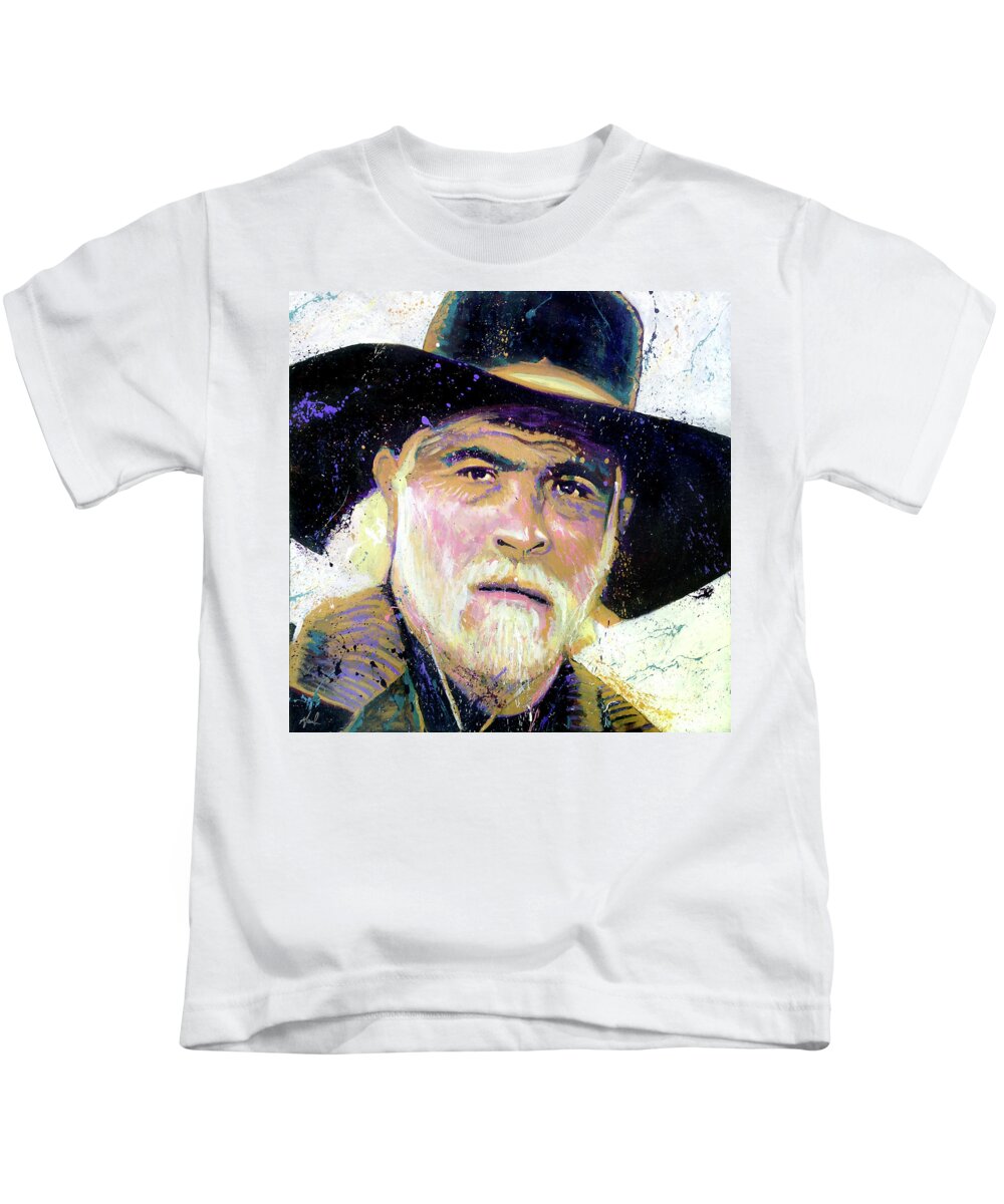Lonesome Dove Kids T-Shirt featuring the painting Woodrow by Steve Gamba