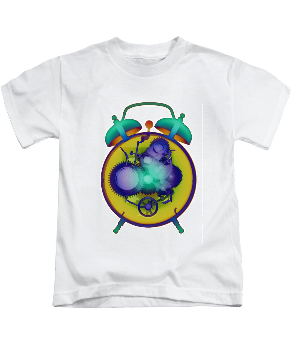 X-ray Art Photography Kids T-Shirt featuring the photograph X-ray Alarm Clock No. 5 by Roy Livingston
