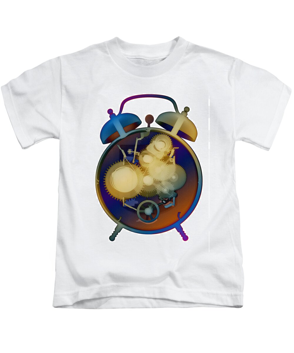 X-ray Art Photography Kids T-Shirt featuring the photograph X-ray Alarm Clock No. 7 by Roy Livingston