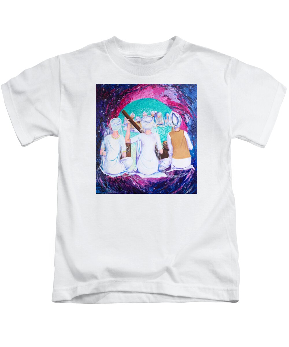 Yogi Ji's Sikhs Kids T-Shirt featuring the painting Yogi ji's Sikhs by Sarabjit Singh