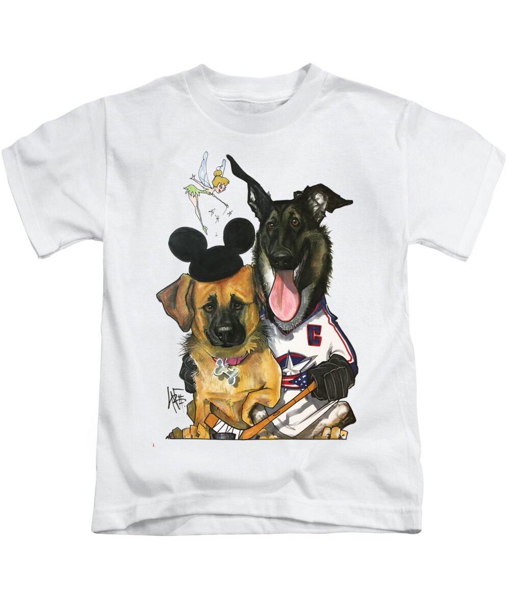 Pet Portrait Kids T-Shirt featuring the drawing Young 3268 by Canine Caricatures By John LaFree