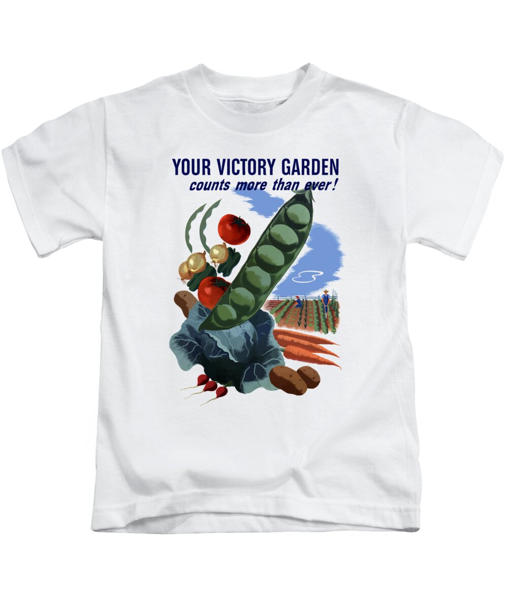 Vegetables Kids T-Shirt featuring the painting Your Victory Garden Counts More Than Ever by War Is Hell Store
