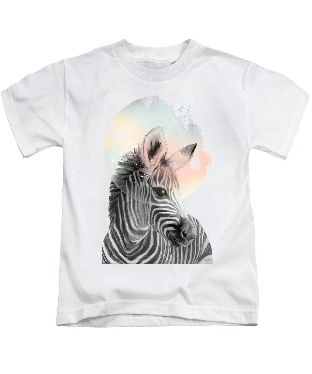 Zebra Kids T-Shirt featuring the painting Zebra // Dreaming by Amy Hamilton