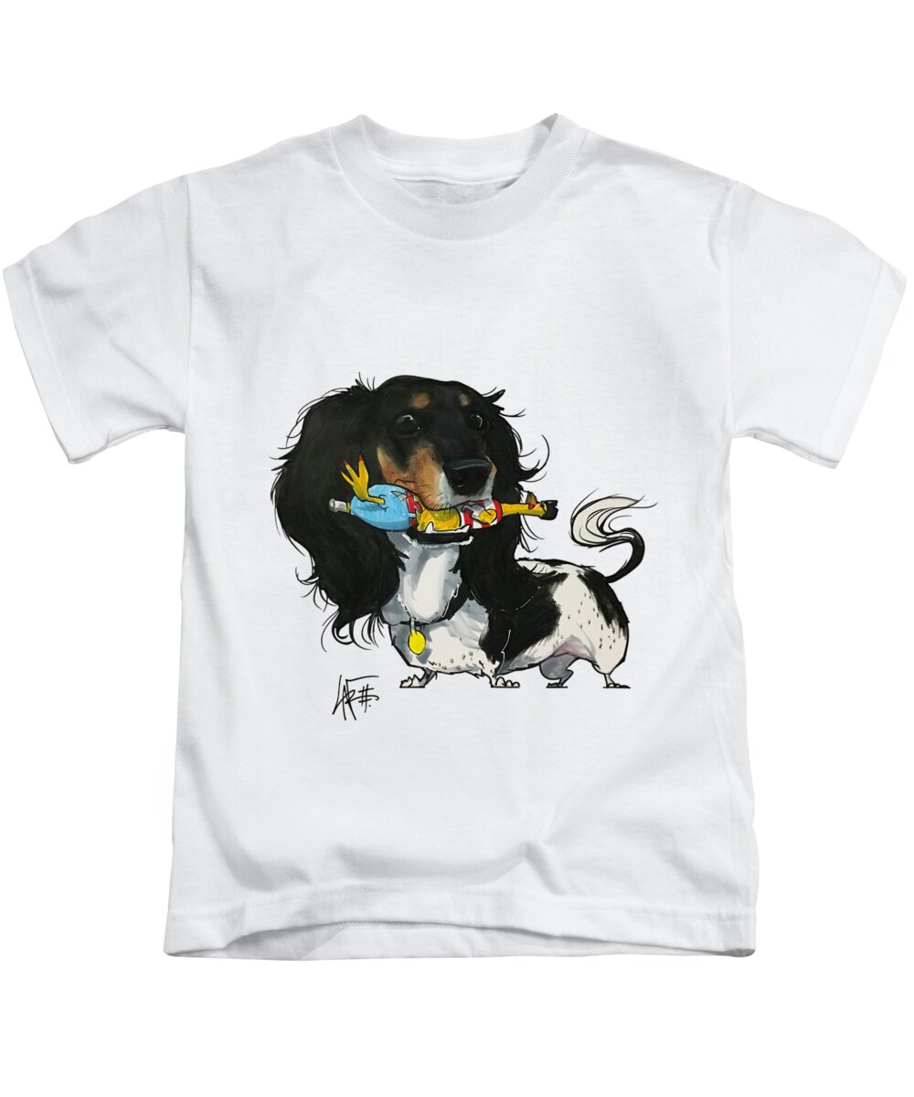 Davis 4498 Kids T-Shirt featuring the drawing Davis 4498 by Canine Caricatures By John LaFree