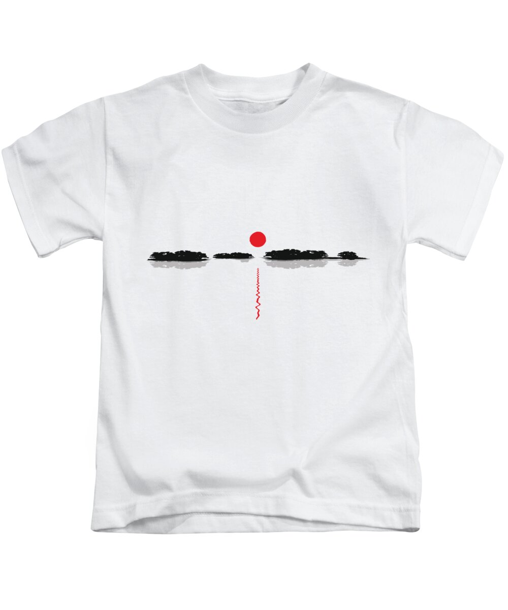 Abstract Kids T-Shirt featuring the digital art Red sun #1 by Bruce Rolff