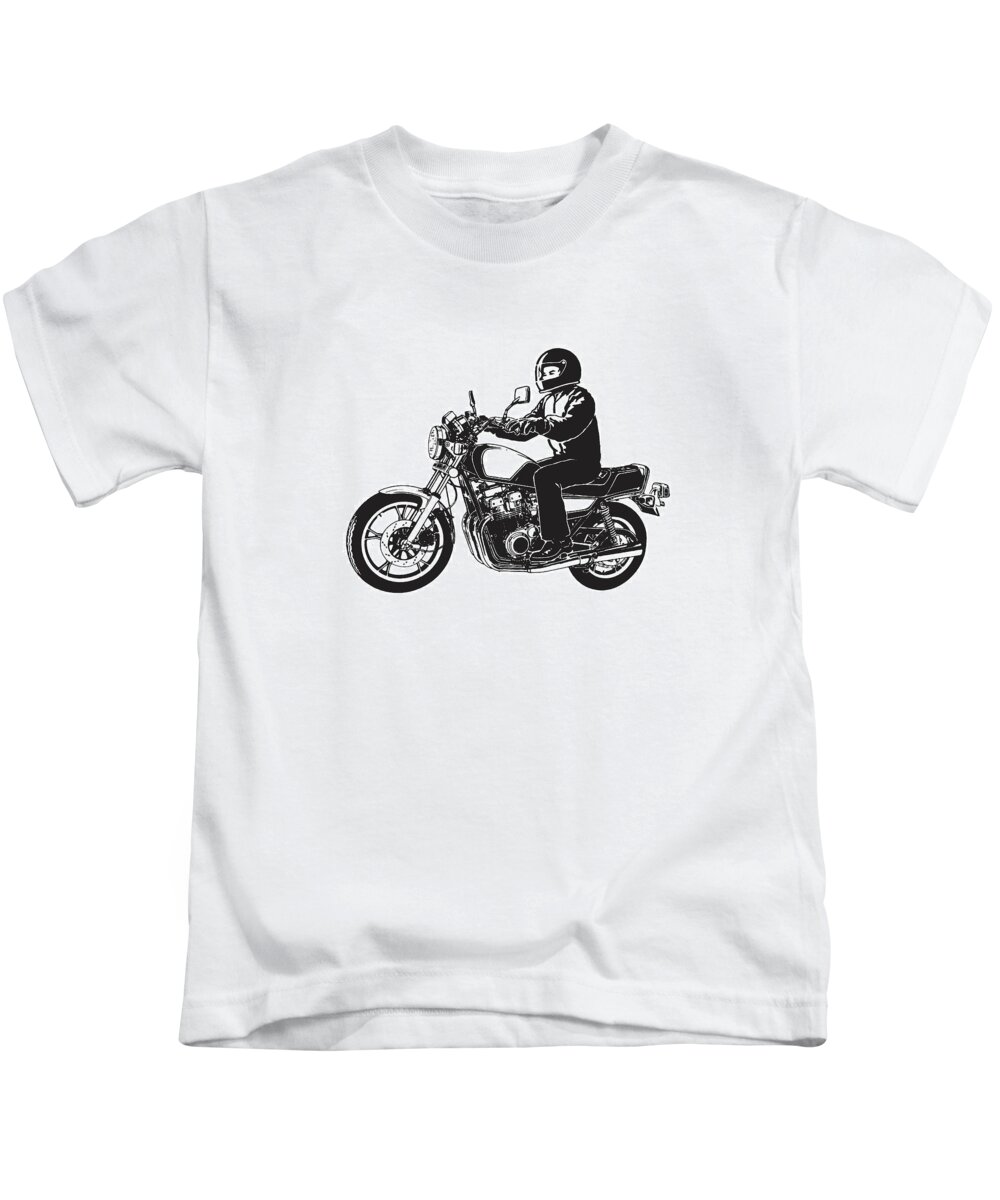 Side View of Motorcycle and Rider #1 Kids T-Shirt by CSA Images - Fine Art  America