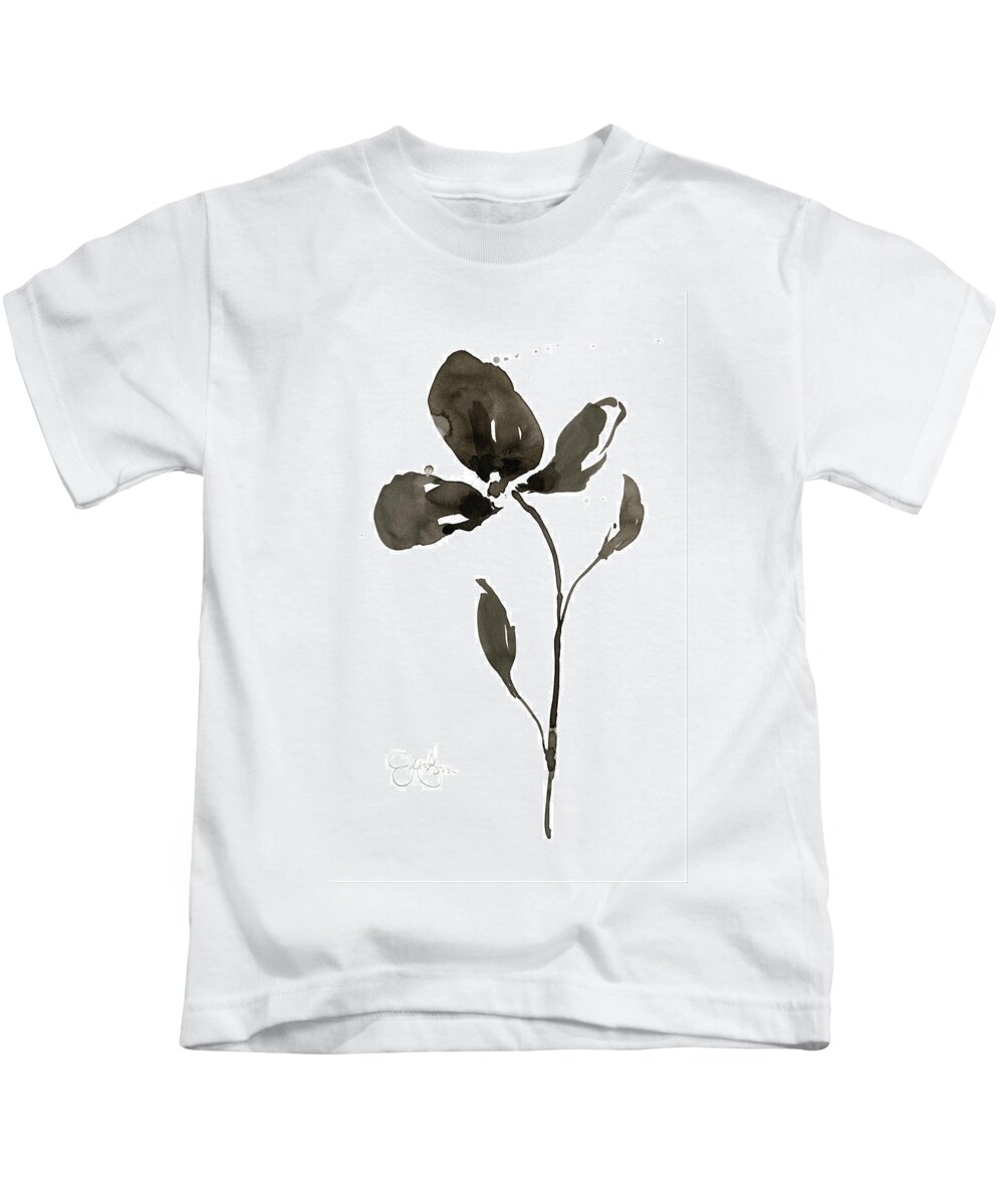 Botanical Kids T-Shirt featuring the painting Solitary Sumi-e II #1 by Jennifer Goldberger