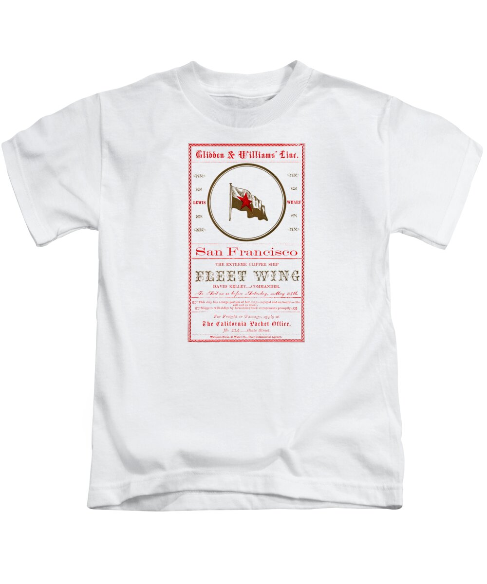 San Francisco Kids T-Shirt featuring the painting 1860 Clipper Ship Fleet Wing by Historic Image