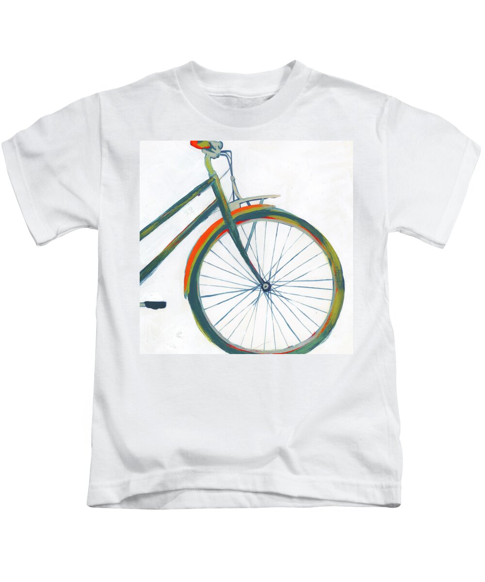 Transportation Kids T-Shirt featuring the painting Bicycle Diptych II #2 by Grace Popp