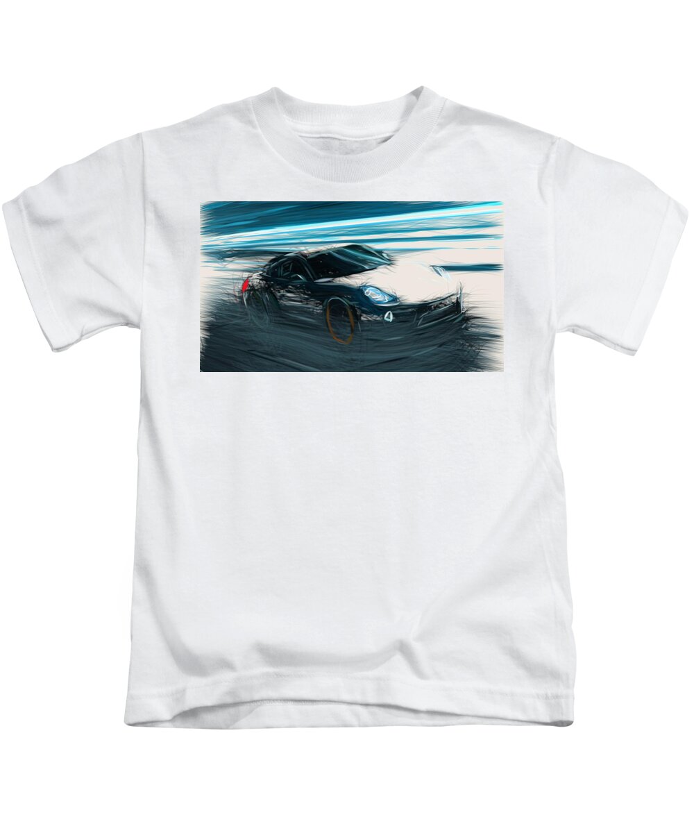 Porsche Kids T-Shirt featuring the digital art Porsche Cayman Drawing #3 by CarsToon Concept