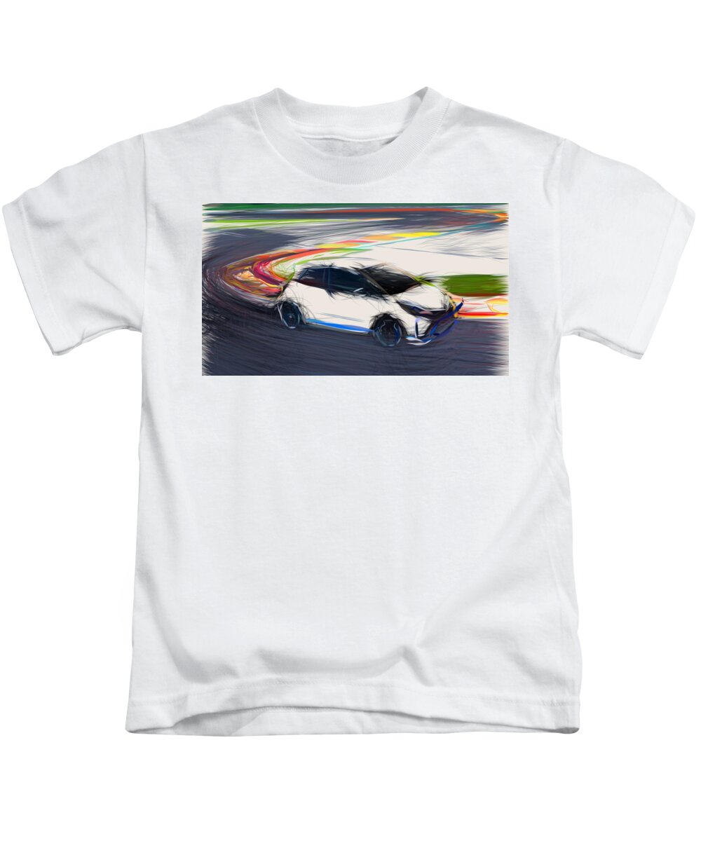 teenager Soldat at straffe Toyota Yaris Hybrid R Drawing Kids T-Shirt by CarsToon Concept - Pixels