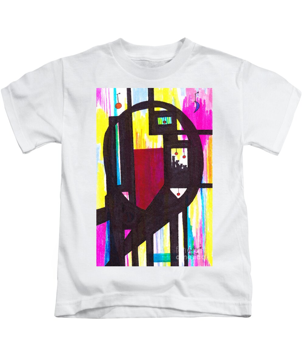 Abstract Kids T-Shirt featuring the mixed media 46.AB.7 Abstract by Lew Hagood