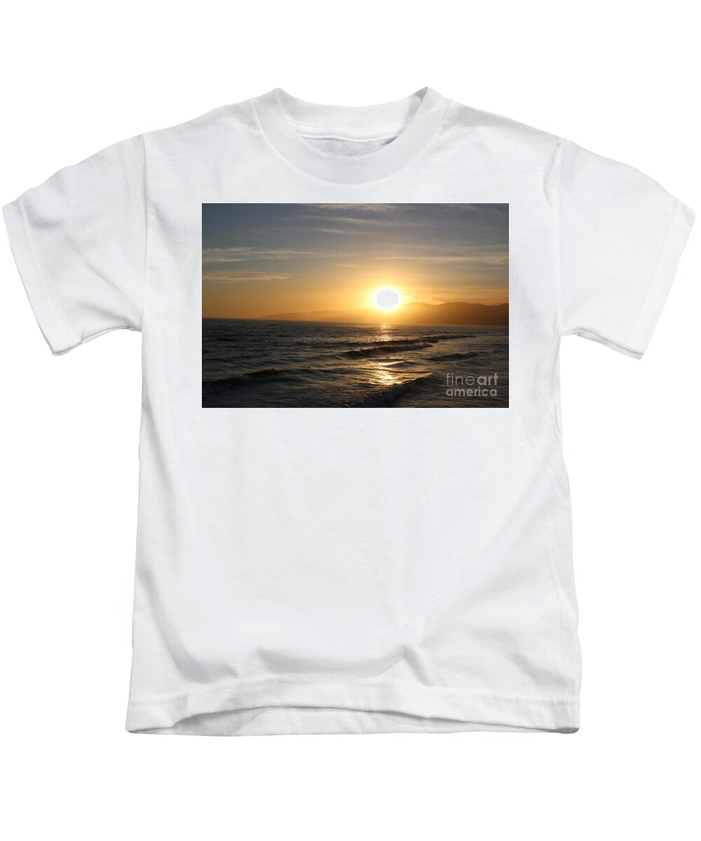 Sunset Kids T-Shirt featuring the photograph Pacific Sunset , Santa Monica, California #5 by John Shiron
