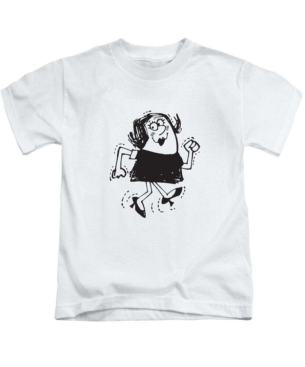 Activity Kids T-Shirt featuring the drawing Woman Running #5 by CSA Images
