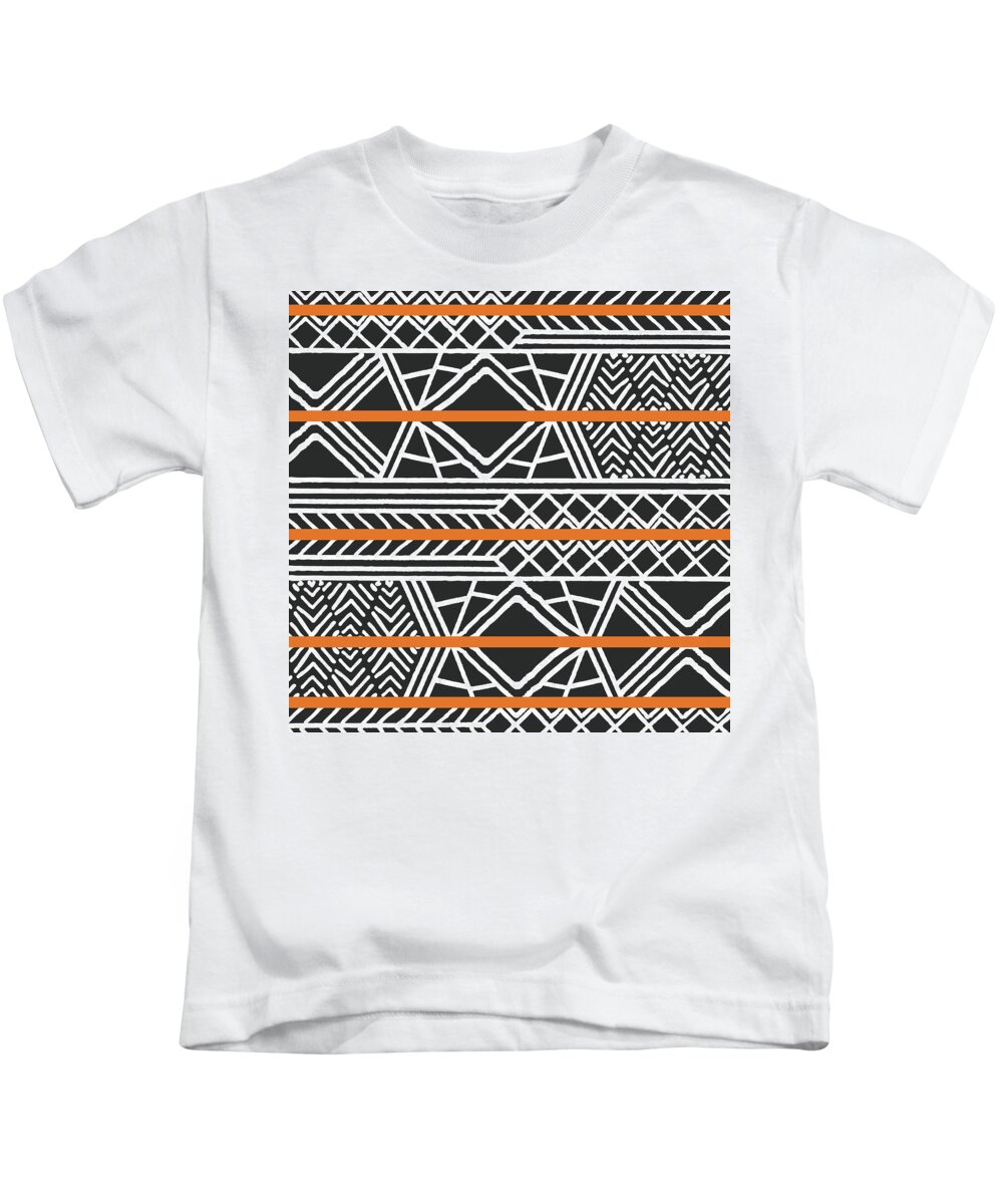 Tribal ethnic colorful bohemian pattern with geometric elements, Kids Shirt by Obradovic - Fine Art America