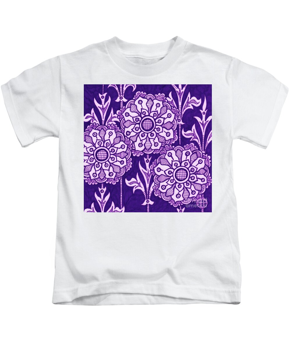 Boho Kids T-Shirt featuring the drawing Alien Bloom 1 by Amy E Fraser