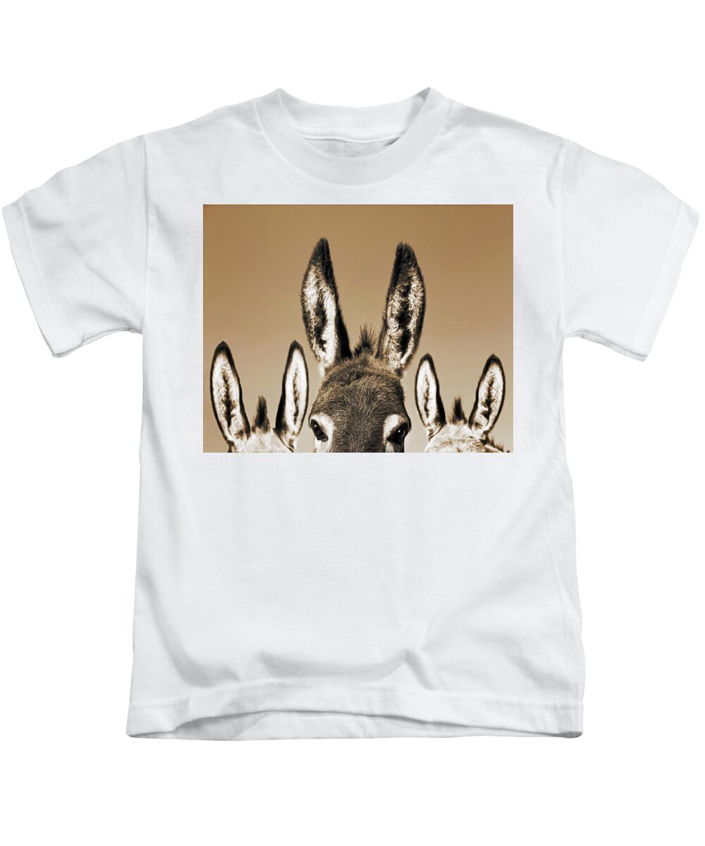 #faatoppicks Kids T-Shirt featuring the photograph All Ears, Sepia by Don Schimmel