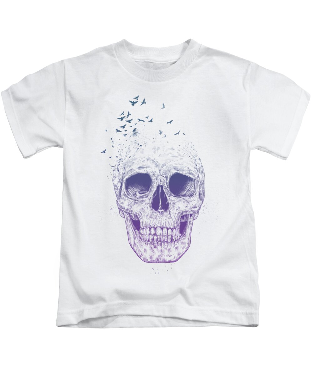 Skull Kids T-Shirt featuring the mixed media Let them fly by Balazs Solti