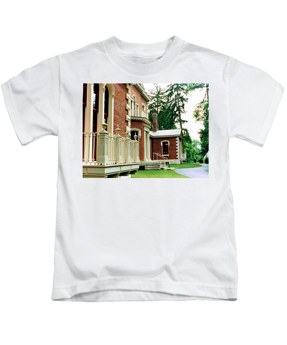 Ashland House Kids T-Shirt featuring the photograph Ashland Estate House, Front Left View A by Mike McBrayer