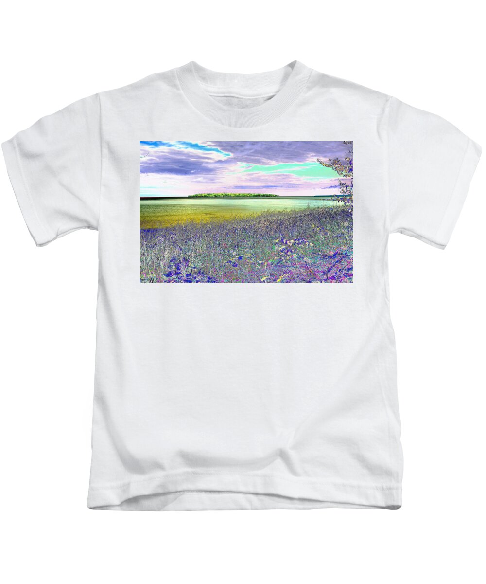 Au Train Island Kids T-Shirt featuring the photograph Au Train Island Greened over by Tom Kelly