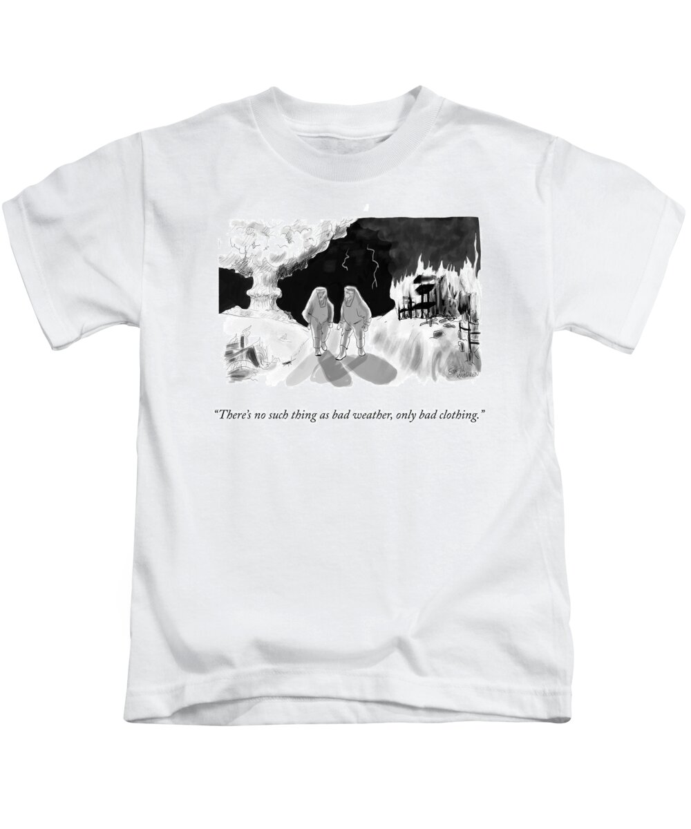 There's No Such Thing As Bad Weather Kids T-Shirt featuring the drawing Bad Weather by Sofia Warren