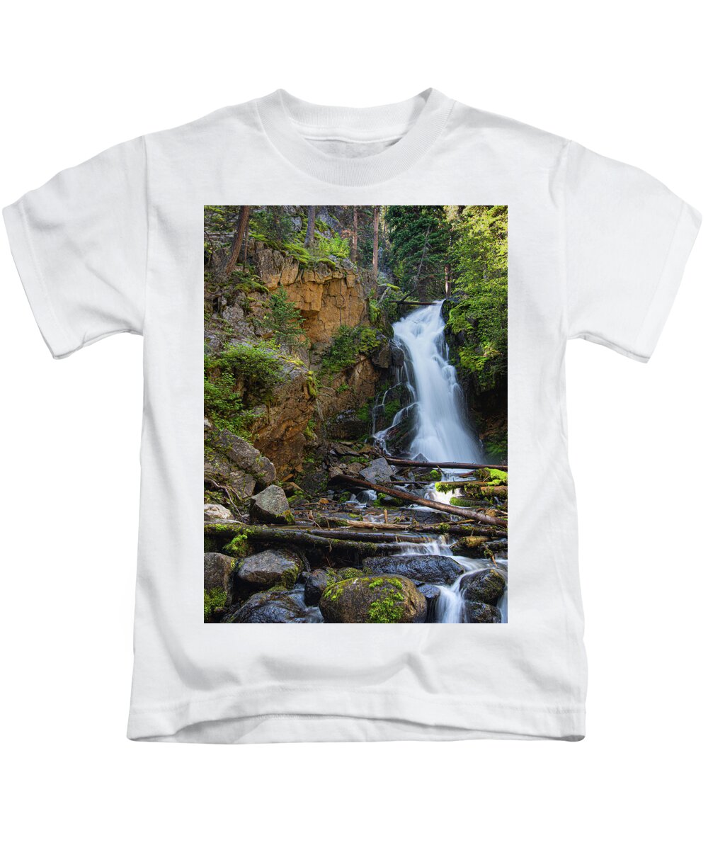 Basin Creek Kids T-Shirt featuring the photograph Basin Creek Falls by Gary Beeler