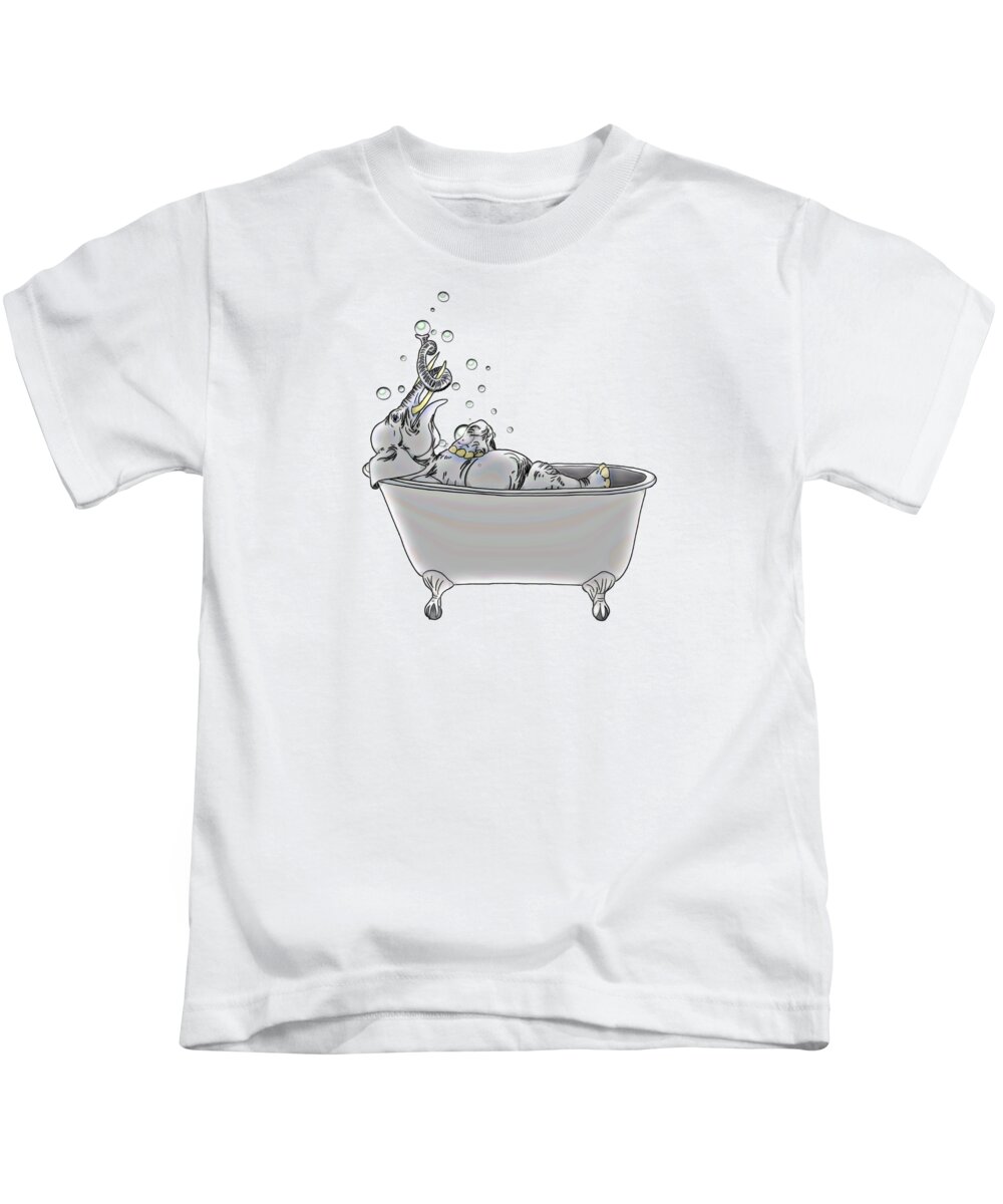 Bath Kids T-Shirt featuring the digital art Bath Time by John Haldane