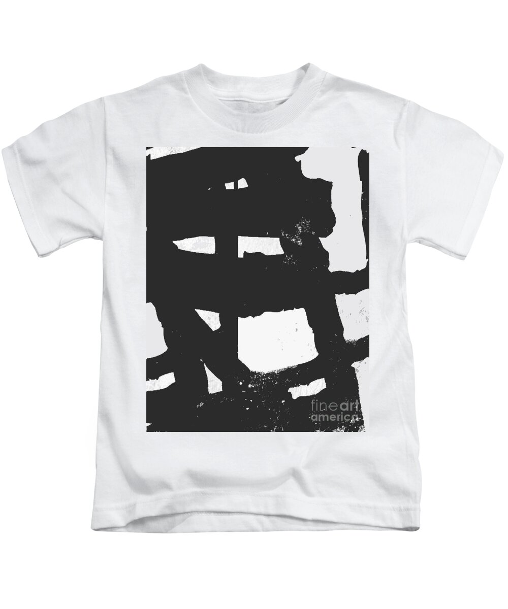 Black And White Kids T-Shirt featuring the painting Black and White abstract by Vesna Antic