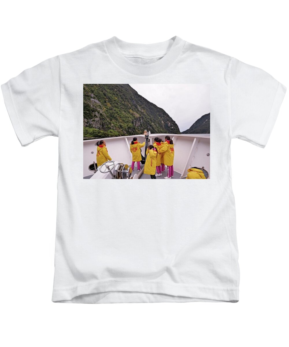 Mountains Kids T-Shirt featuring the photograph Boat trip by Martin Smith