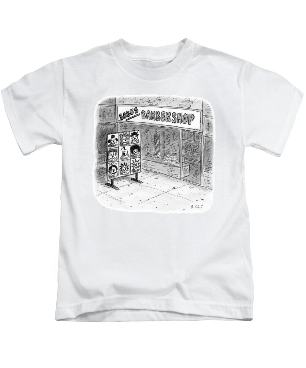 Barbershop Kids T-Shirt featuring the drawing Bobo's Barbershop by Roz Chast