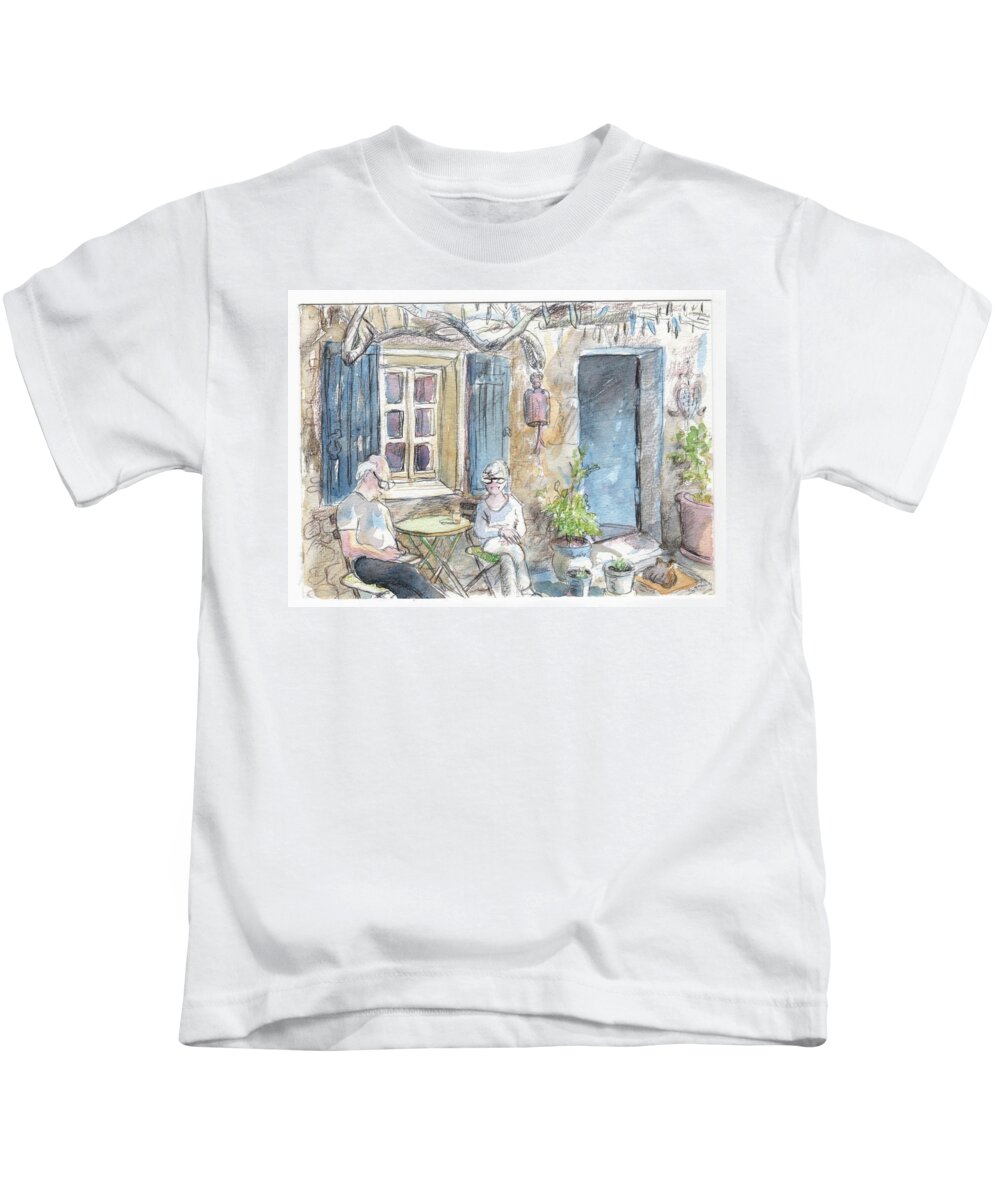 House Kids T-Shirt featuring the painting Breakfast al fresco by Tilly Strauss