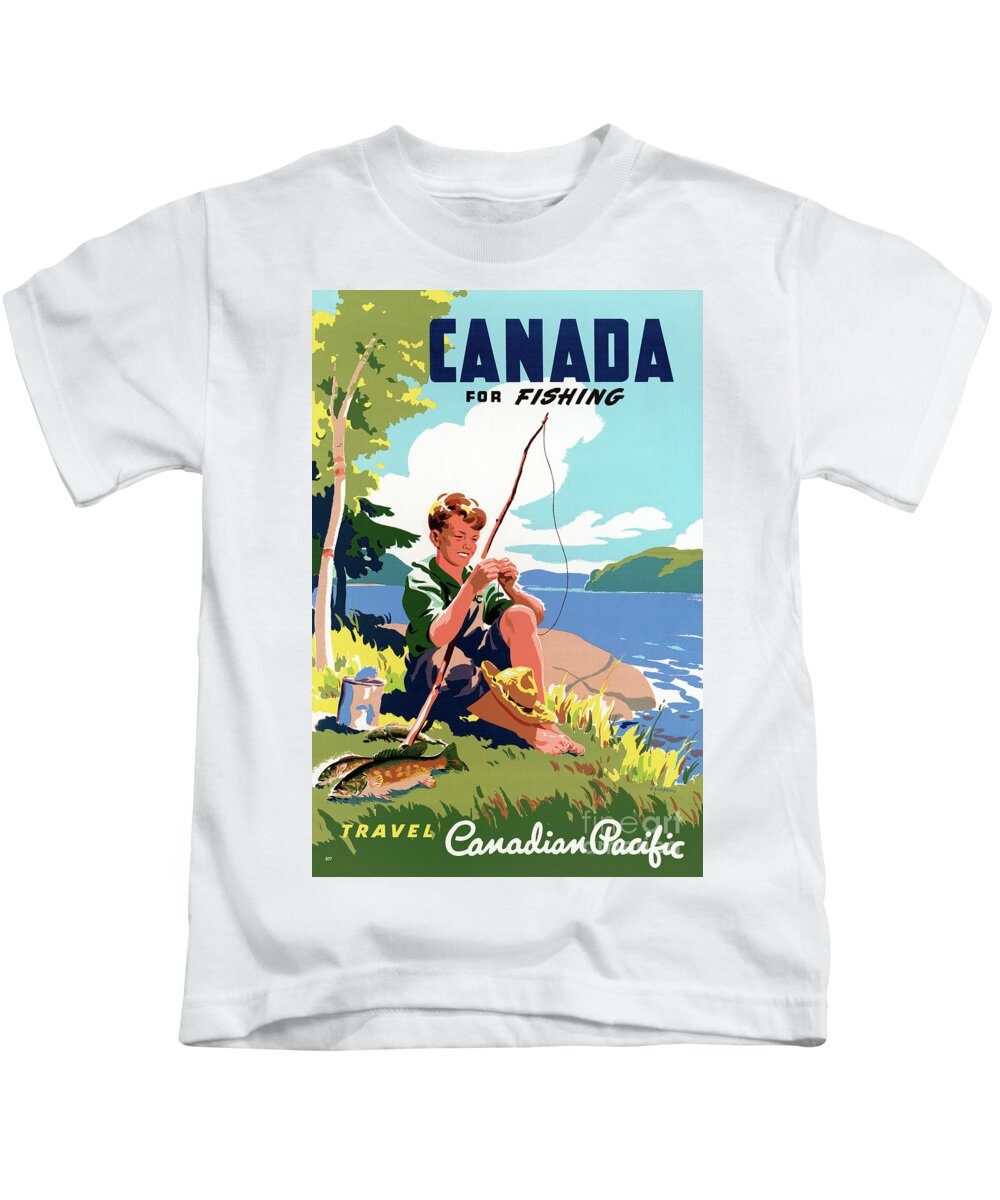 Canada for Fishing Vintage Travel Poster Kids T-Shirt by Vintage Treasure -  Pixels