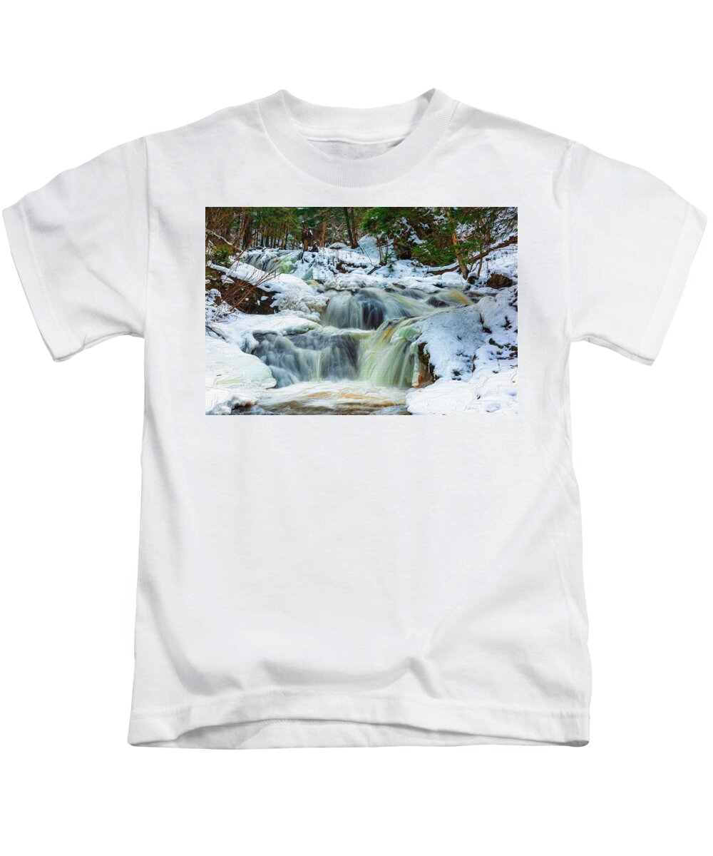 Carp River Falls In Winter Kids T Shirt For Sale By Michael Tucker