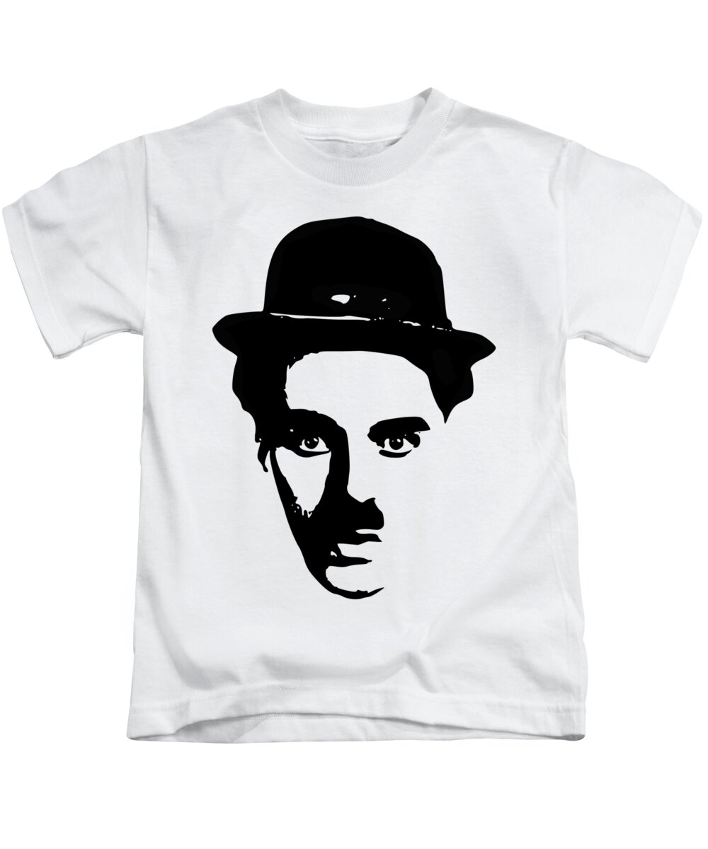 Charlie Chaplin Kids T-Shirt featuring the digital art Charlie Chaplin Minimalistic Pop Art by Megan Miller