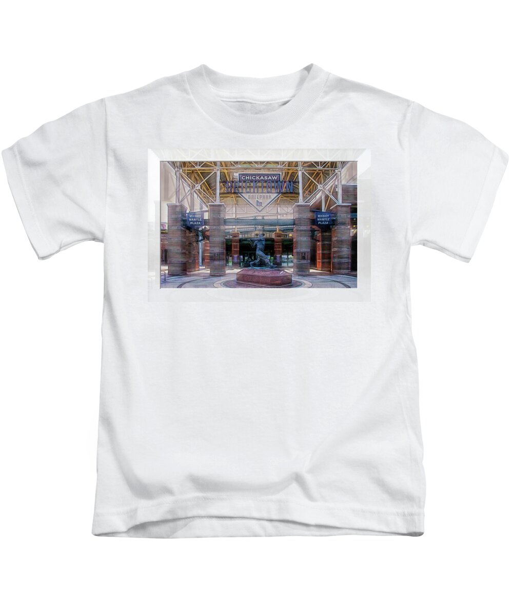 Dodgers Kids T-Shirt featuring the photograph Chickasaw Ballpark - Bricktown - O K C by Debra Martz