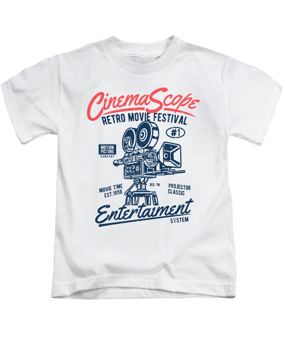 Cinema Kids T-Shirt featuring the digital art Cinema Scope Camera by Long Shot