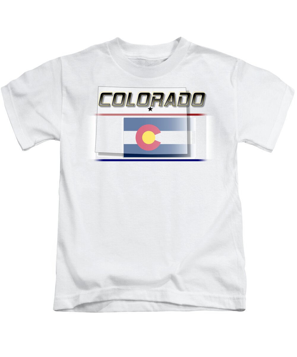 Colorado Kids T-Shirt featuring the digital art Colorado State Horizontal Print by Rick Bartrand