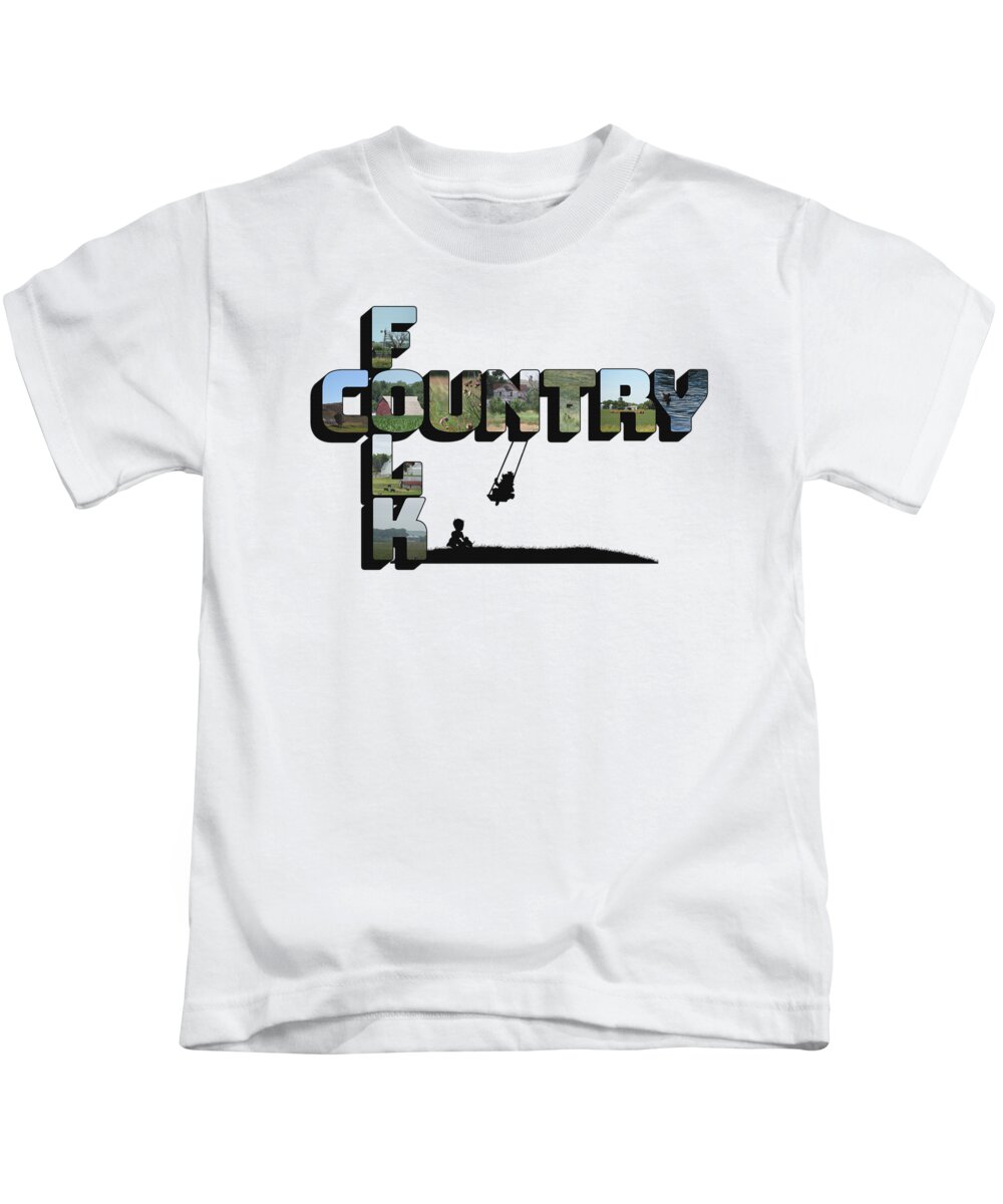 Graphic Art Kids T-Shirt featuring the photograph Country Folk Big Letter Graphic Art by Colleen Cornelius