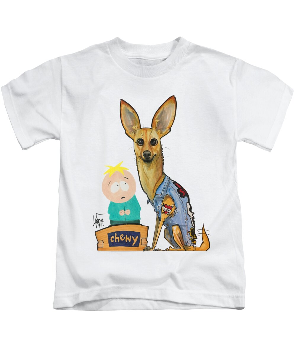 Curtin 4434 Kids T-Shirt featuring the drawing Curtin 4434 by Canine Caricatures By John LaFree