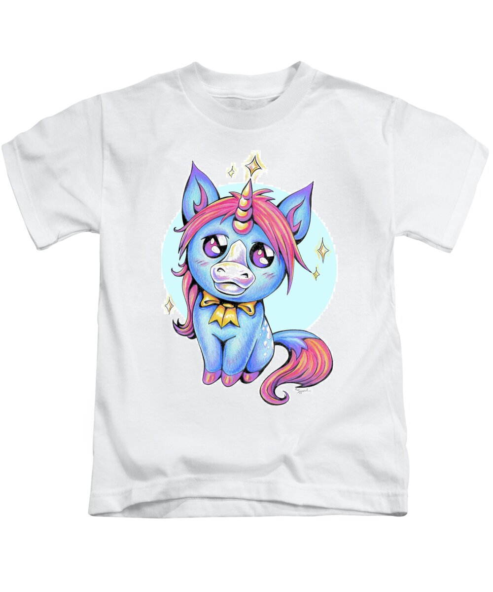 Unicorn Kids T-Shirt featuring the drawing Cute Unicorn I by Sipporah Art and Illustration