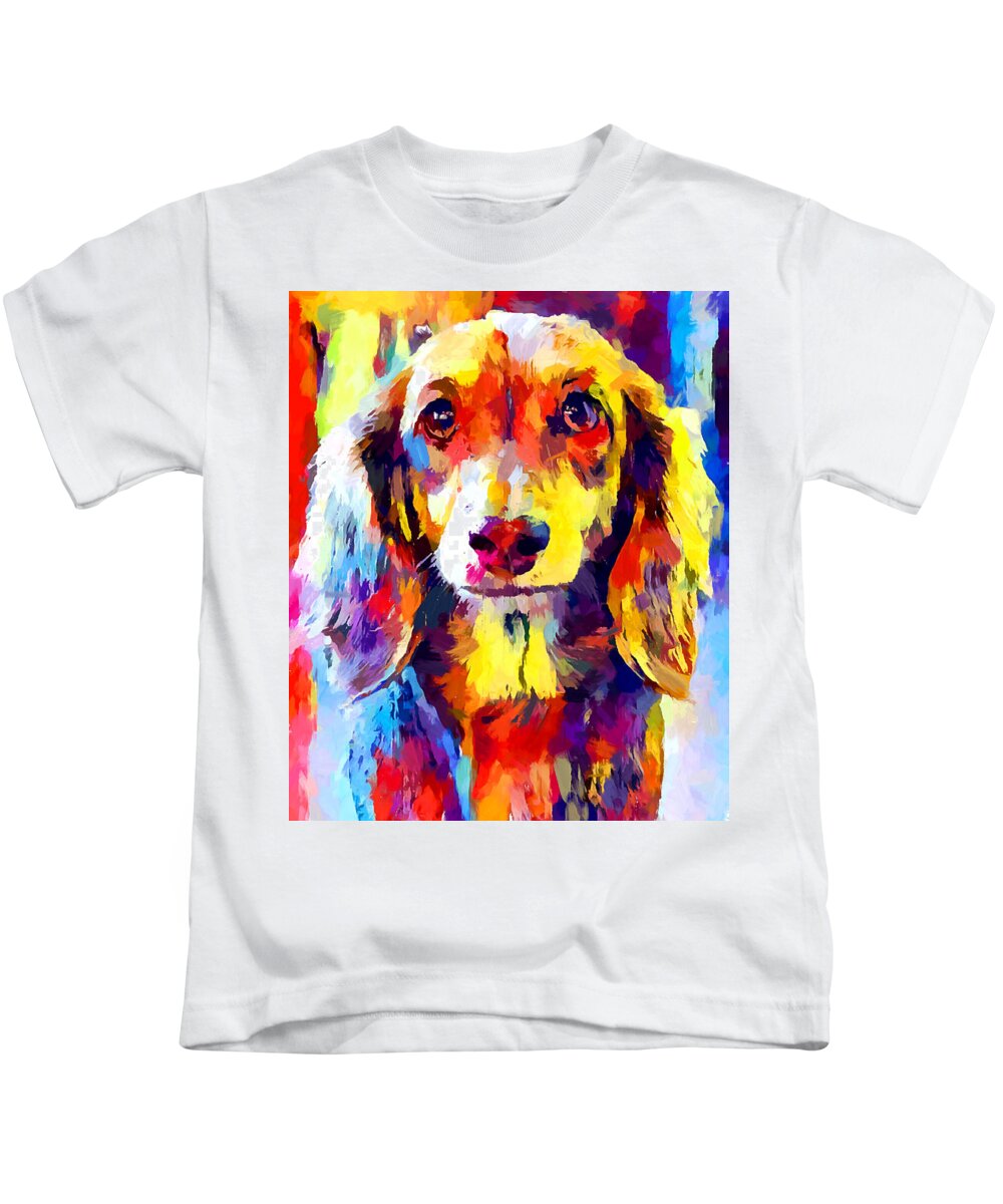 Dachshund Kids T-Shirt featuring the painting Dachshund 5 by Chris Butler