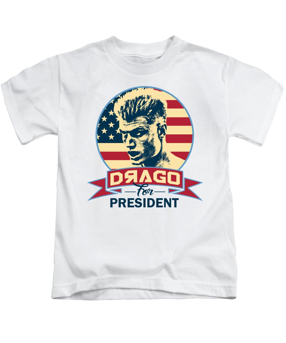 Rocky Kids T-Shirt featuring the digital art Drago For President by Megan Miller
