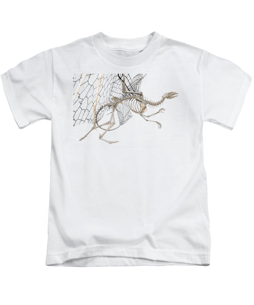 Dragon Kids T-Shirt featuring the digital art Dragon Skeleton by Betsy Knapp
