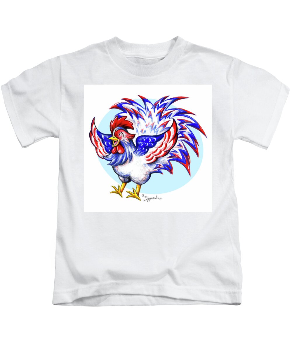 Fourth Of July Kids T-Shirt featuring the drawing Feathery Fourth by Sipporah Art and Illustration