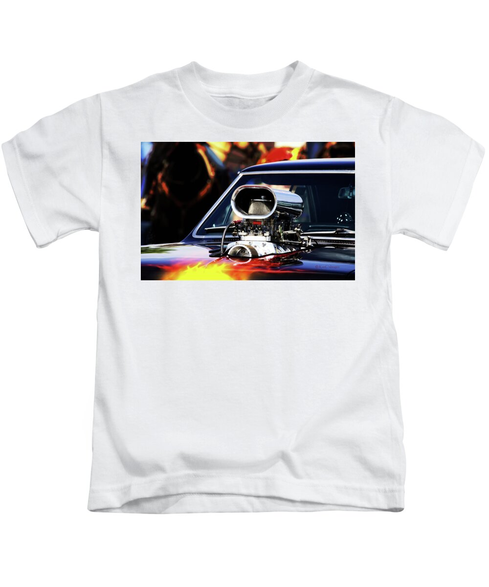 Automobile Kids T-Shirt featuring the photograph Flames to Go by Kae Cheatham