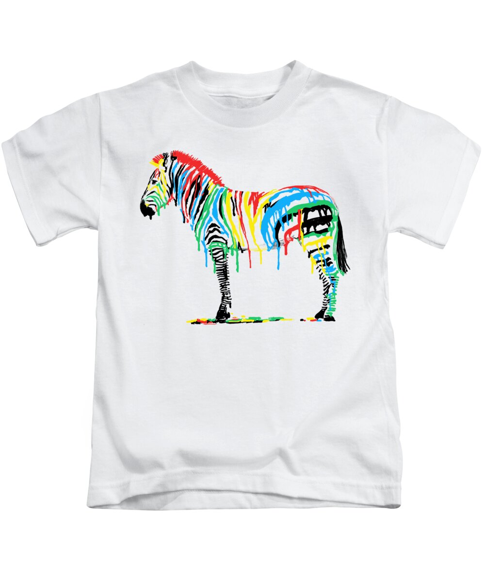 Zebra Kids T-Shirt featuring the drawing Fresh Paint by Eric Fan